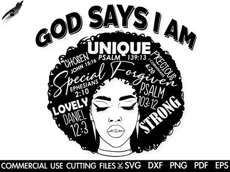 God Says I Am Unique Chosen Forgiven Strong Svg Black Woman Etsy Israel