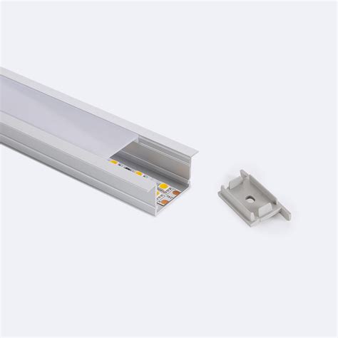 Profilé Bas Aluminium Encastrable 2m Pour Ruban LED jusqu à 25 mm Ledkia