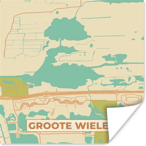 Poster Groote Wielen Plattegrond Vintage Stadskaart Kaart