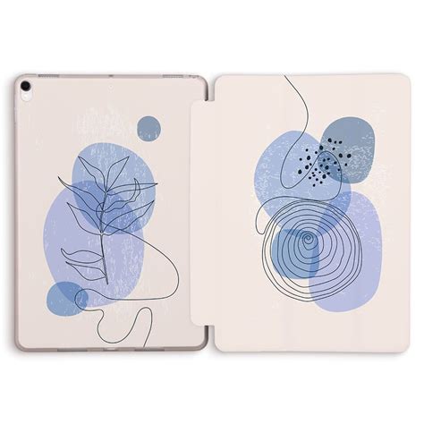 Ipad Case Abstract Cute Aesthetic Girls Floral Lines Blue Etsy