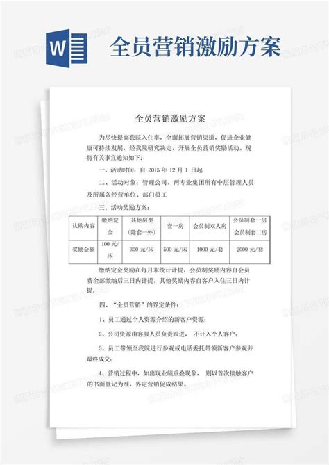 全员营销激励方案word模板下载编号ldomvkve熊猫办公