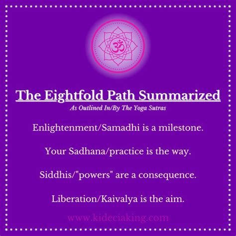 The Eightfold Path Summarized As Outlined In By The Yoga Sutras