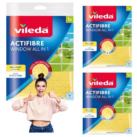 VILEDA ŚCIERECZKI DO OKIEN ACTIFIBRE ŻÓŁTA 3 SZTUKI DO SZYB 15031755525