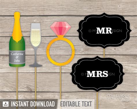 Photo Booth Props On A Stick Printable Wedding Collection My Party Design