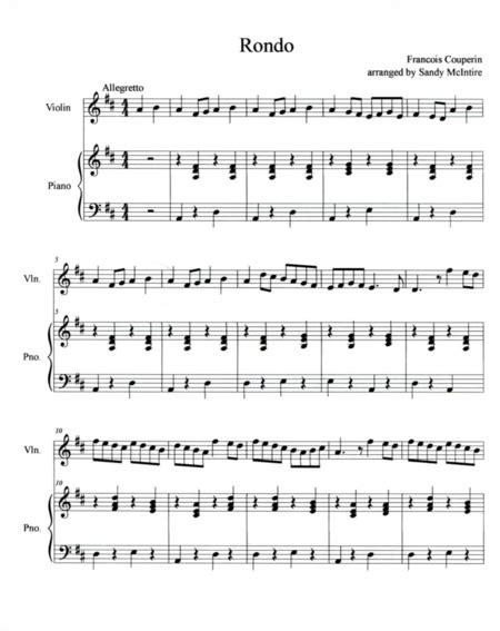 Rondo Arr Sandy Mcintire By Francois Couperin Sheet Music For Violin