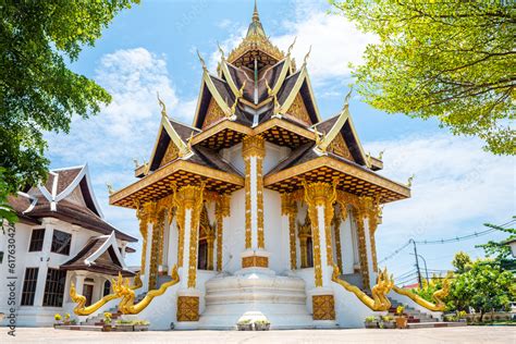 architecture of traditional temple in vientiane, laos Stock Photo ...