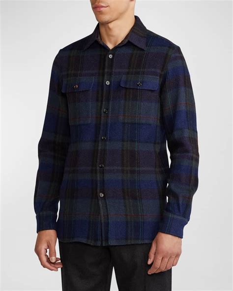 Ralph Lauren Purple Label Men S Bradley Plaid Sport Shirt Neiman Marcus