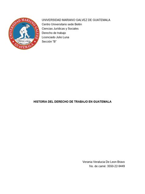 Historia Del Derecho Laboral En Guatemala Descargar Gratis Pdf