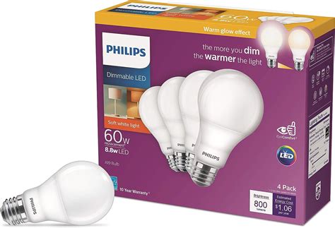 Amazon Philips Led Flicker Free Frosted Dimmable A Light Bulb