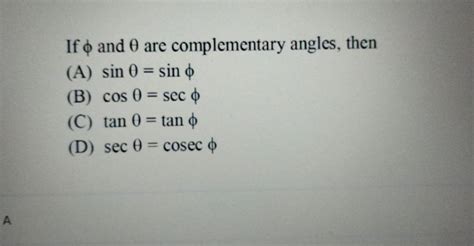 If And Are Complementary Angles Then A Sin Sin B Cos Sec C