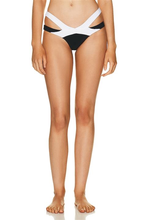 Agent Provocateur Mazzy Bikini Bottom In Black White FWRD