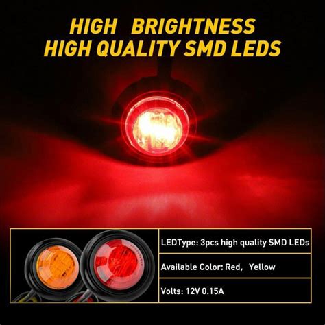 34 Round Led Side Marker Clearance Lights Front Rear Marker Indicators Tail Light