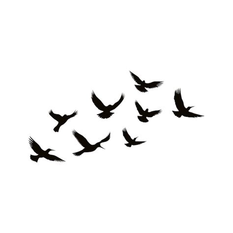 Premium Vector Vector A Flock Of Flying Silhouette Birds Vector Illustration