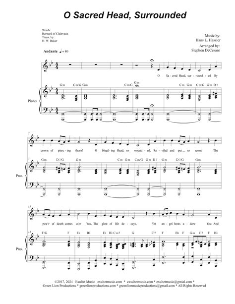 O Sacred Head Surrounded Vocal Solo Arr Stephen Decesare By Stephen Decesare Sheet Music