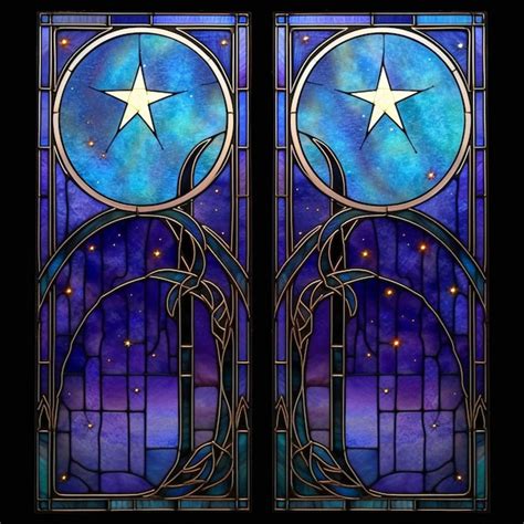 Premium AI Image A Close Up Of Two Stained Glass Windows With A Star