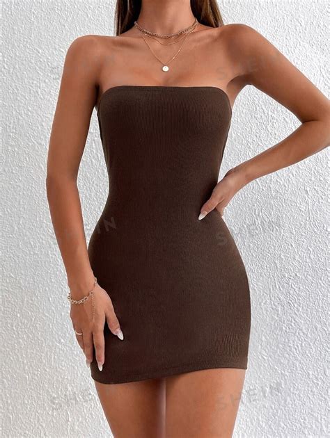 Shein Petite Cut Out Back Tube Bodycon Dress Shein Uk