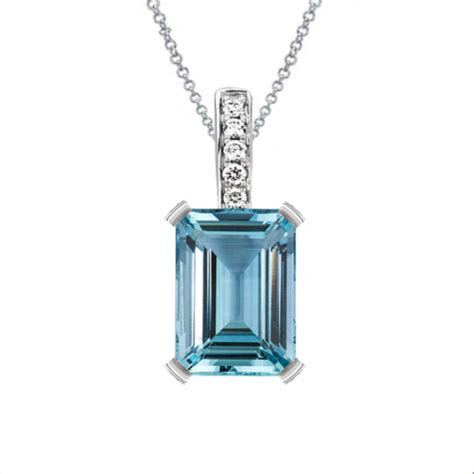 Classic Emerald Cut Aquamarine Pendant Waldemar Jewellers