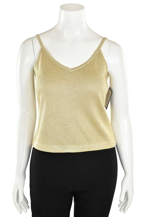 St John Knits Gold Metallic Spaghetti Strap Camisole Top St John Knits