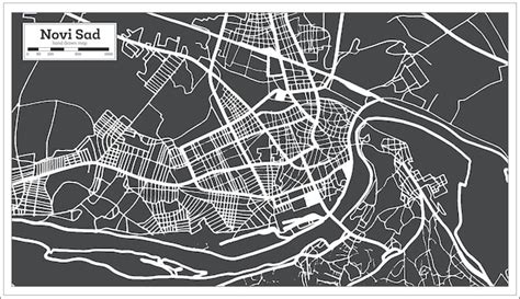 Novi Sad Serbien Stadtplan In Schwarz Und Wei Im Retro Stil Premium