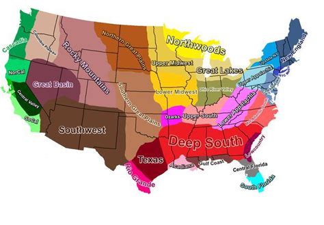 United States Cultural Regions Map Lower 48 Maps On The Web