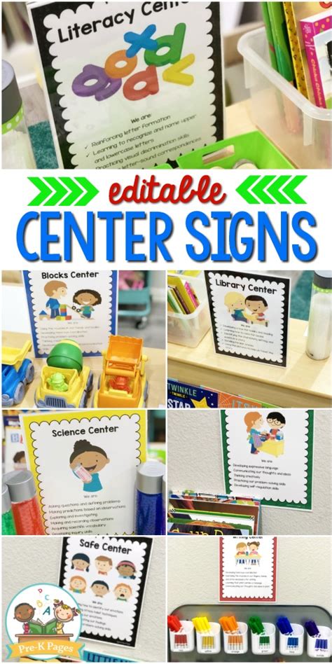 Editable Classroom Center Signs