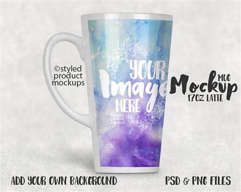 Dye Sublimation 17 Oz Latte Mug Mockup Add Your Own Image And