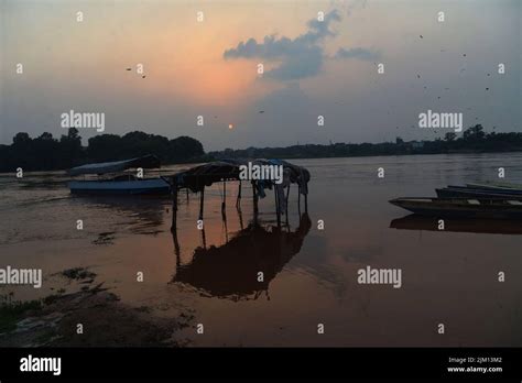 A View Of Water Level Increasing In Ravi River After India Releases