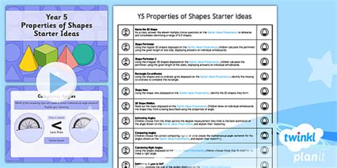 Planit Maths Y Properties Of Shapes Starter Ideas Pack