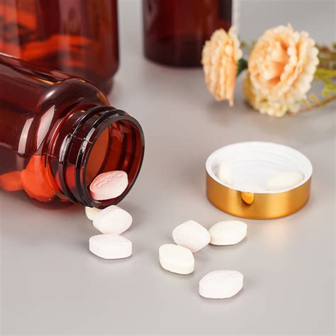 Wholesale Amber PET Empty Pill Bottles With Caps Plastic Pill Vials