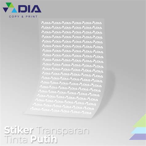 Jual Cetak Stikersticker Transparant Tinta Putihwhite Ink A3 Print