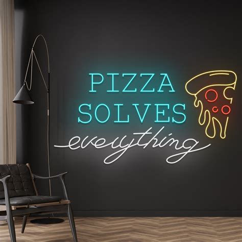 Handmadetneonsign Custom Pizza Solve Everything Neon Sign Pizza Led