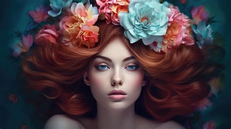 Premium Ai Image A Woman With Flowers On Her Head