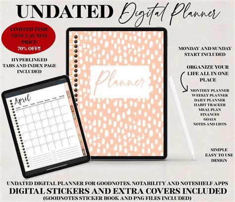 Undated Goodnotes Planner Monthly Digital Planner Goodnotes Etsy