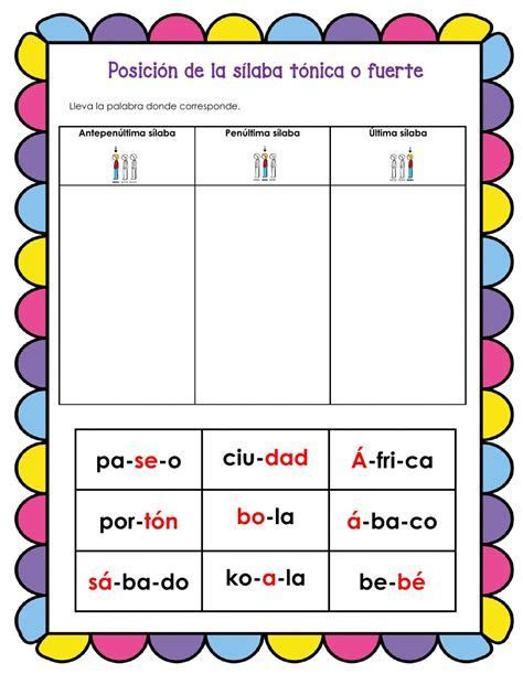 Resultado De Imagen De Actividades Silaba Tonica Silabas Tonica The