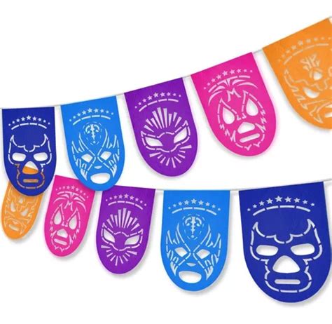 Decoración Papel Picado Luchadores Mascaras Lucha Libre Mex en venta