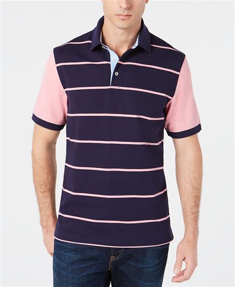 Club Room Mens Regular Fit Stretch Colorblocked Stripe Polo Created