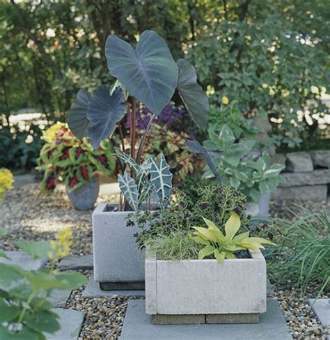 Simple DIY Concrete Outdoor Planters From Pavers - Shelterness