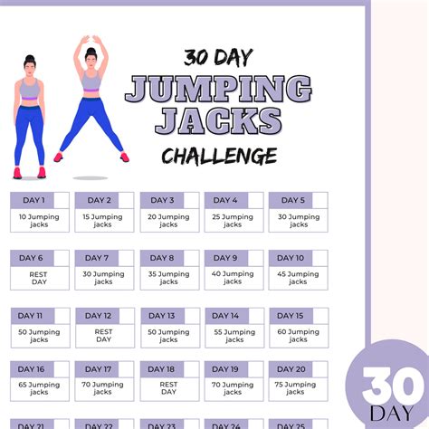 Jumping Jacks 30 Day Challenge 30 Day Challenge Printable 30 Day ...