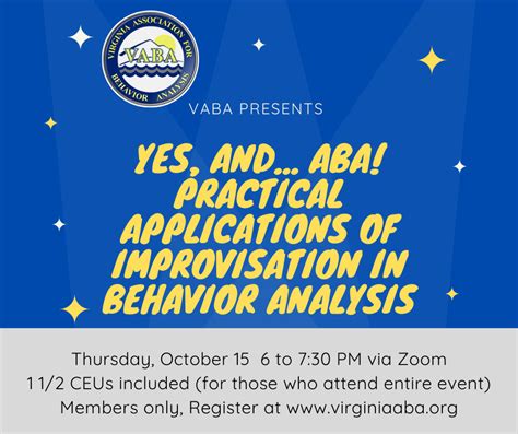 Yes And Aba Practical Applications Of Improvisation In Behavior Analysis Virginia