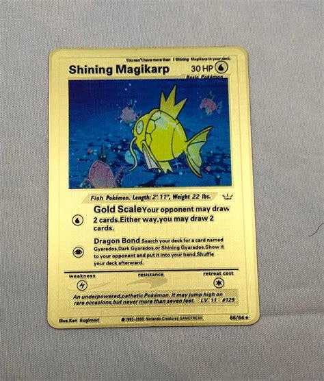 Shining Gyarados Shining Magikarp Metal Pokemon Card Etsy