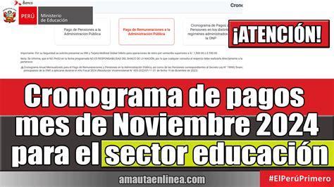 Minedu Cronograma de pagos mes de Noviembre 2024 para el sector educación