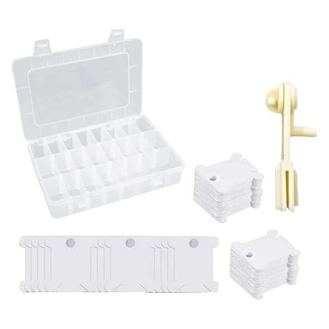 24 Grids Floss Bobbin With Bobbin Winder Portable Cardboard Holder