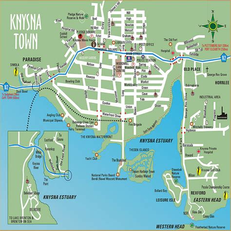 knysna town map knysna south africa mappery