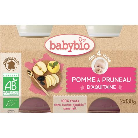 Babybio Petits Pots Pomme Pruneau Bio Babybio D S Mois X G