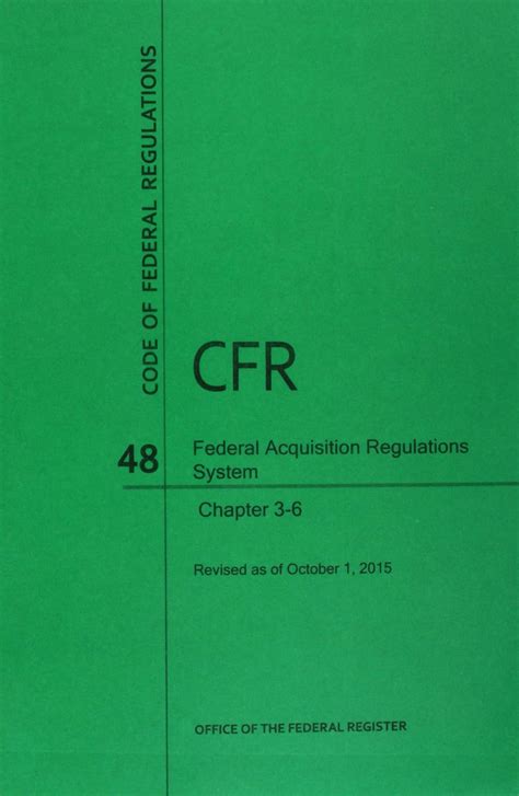 Code Of Federal Regulations Title Federal Acquisition Regulations