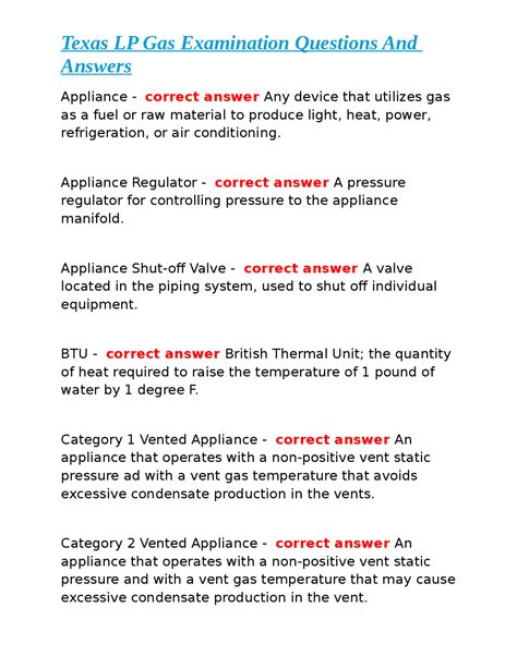 Texas LP Gas Examination Questions And Answers Exams Gastroenterology