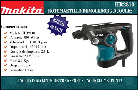 Makita Martillo Rotativo Plus Hr W J Mm Centro De Materiales