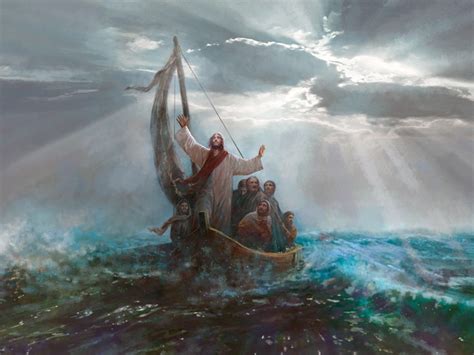 Quadro Jesus Tempestade no Mar da Galiléia Tela 40x30cm Elo7