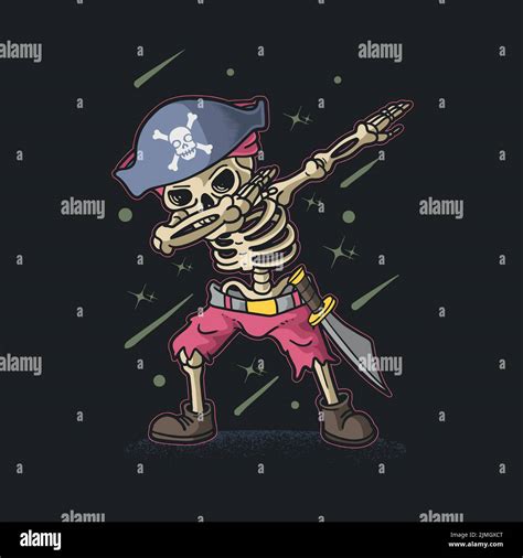 A Funny Vector Design Of A Cute Pirate Skeleton Dabbing With A Dark