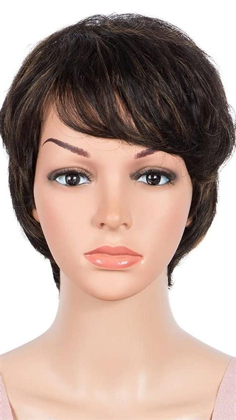 Joedir Pixie Cut Short Human Hair Wig With Bangs For Women Pixie Wigs